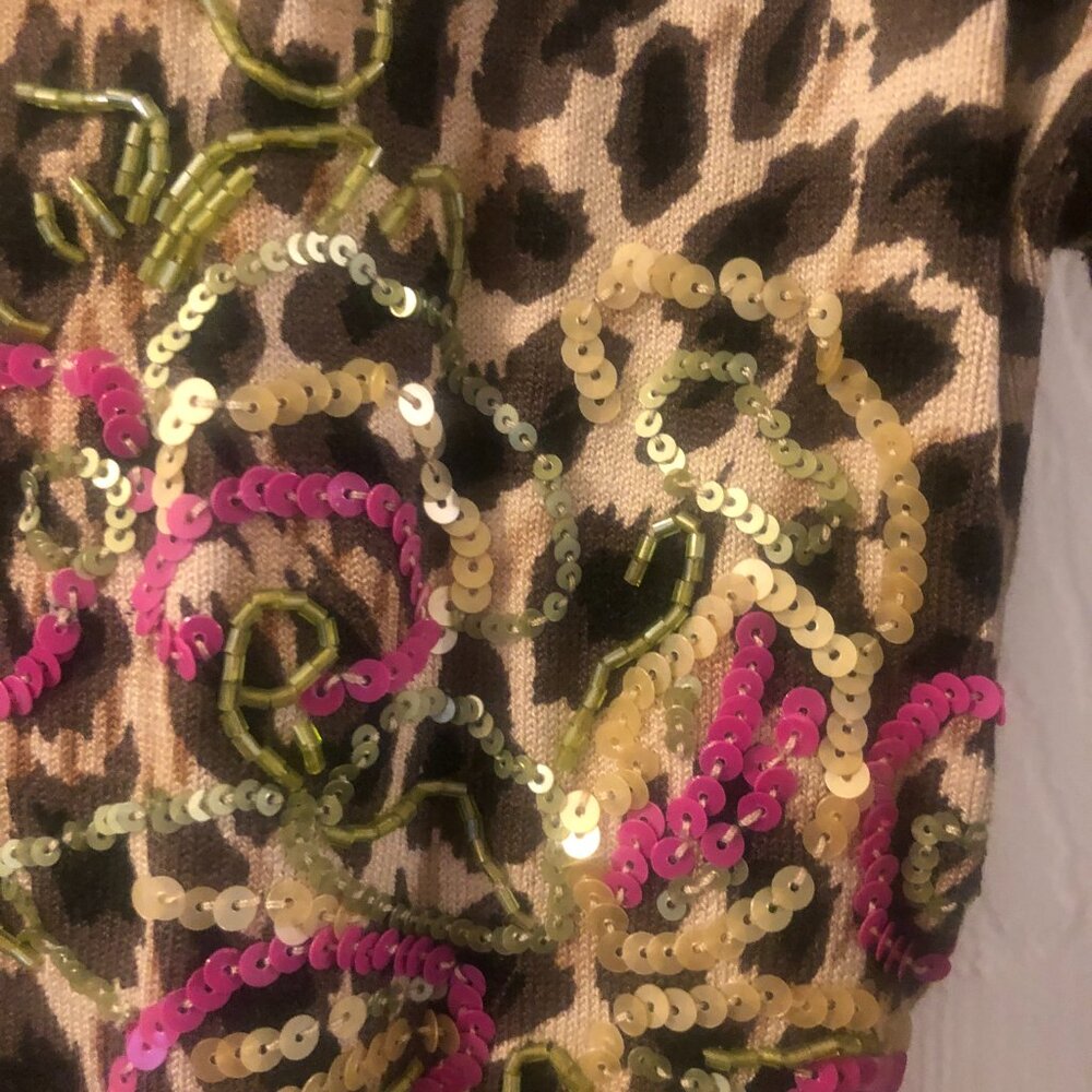 Dazzling Leopard Print Button Up Sweater - image 3